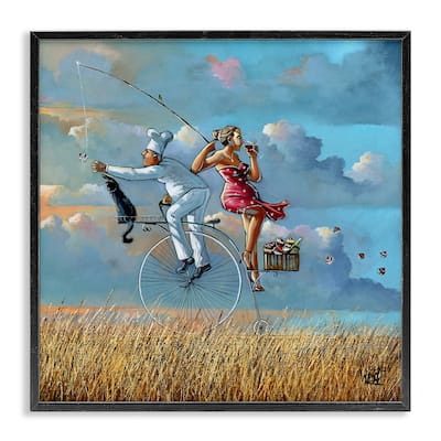 Stupell Charming Lady & Chef Bicycle View Framed Giclee Art Design By Ronald West