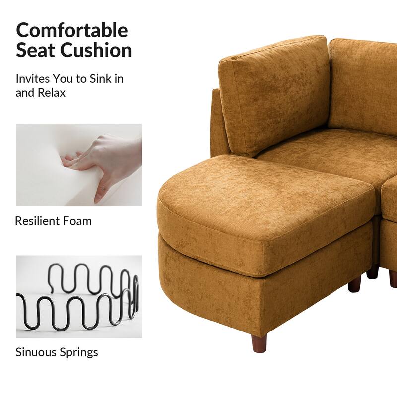 Mattia 125" Modern Under-seat Storage Sectional Sofa with Round Table and Solid Wood Legs by HULALA HOME