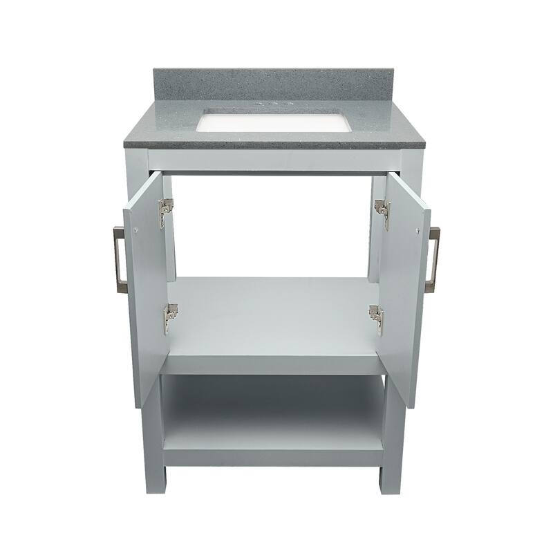 Taos 25" Bathroom Vanity with Cultured Marble Vanity Top Sink in White with White Basin