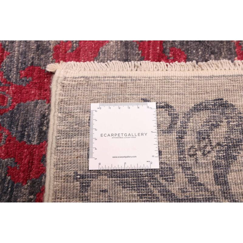 ECARPETGALLERY Hand-knotted Signature Collection Grey, Red Wool Rug - 8'10 x 12'1