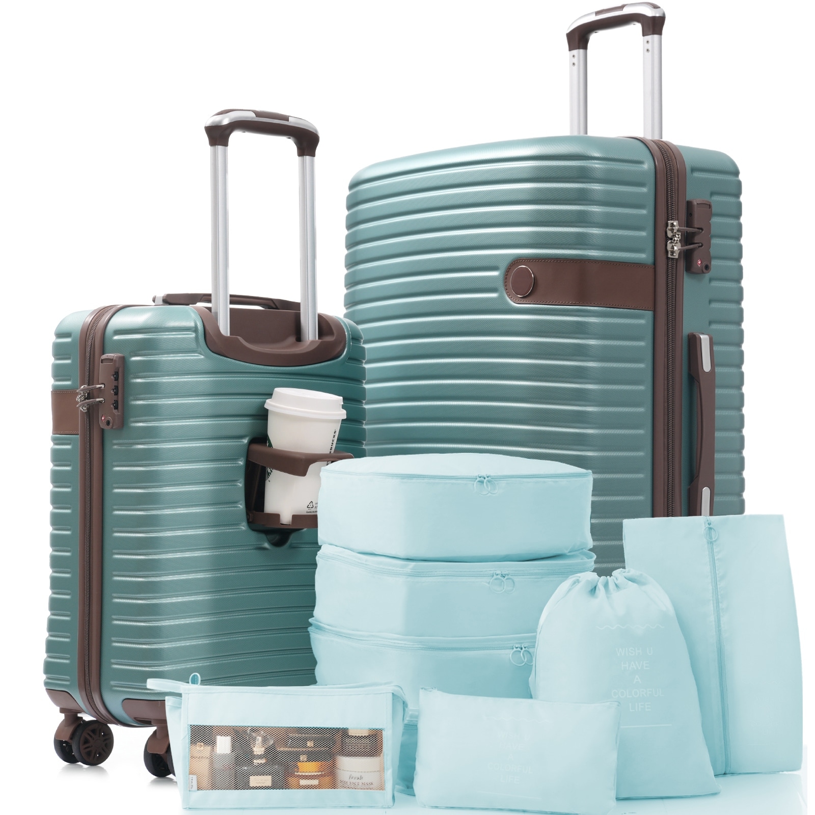 7 Pcs Hardshell Luggage Set w/TSA Lock, 360° Spinner Wheels, Lightweight Durable Travel
