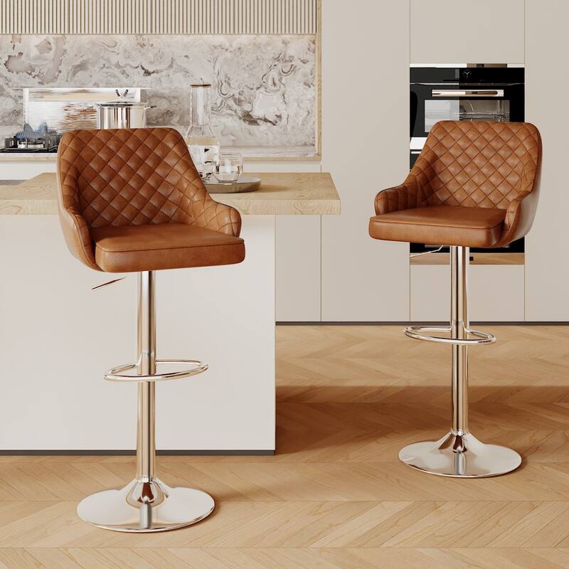 VECELO Adjustable Swivel Modern Bar Stools with Backs