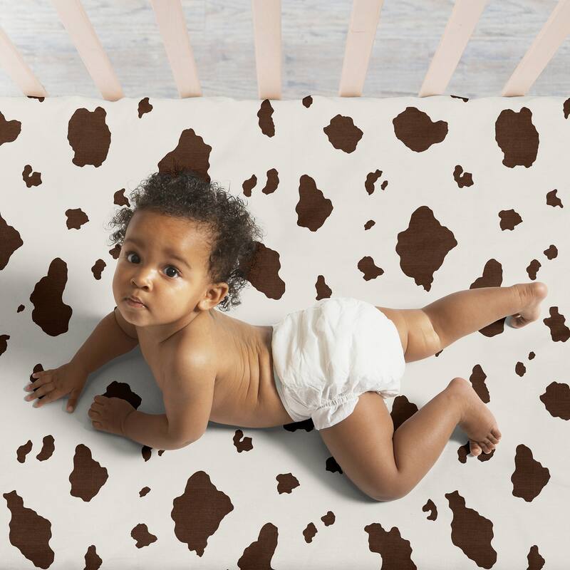 Sweet Jojo Designs Tan Brown Red Western Cowboy Boy 3 Pack Fitted Crib Sheets Wild West Horse Horseshoe Cow Animal Bandana Plaid