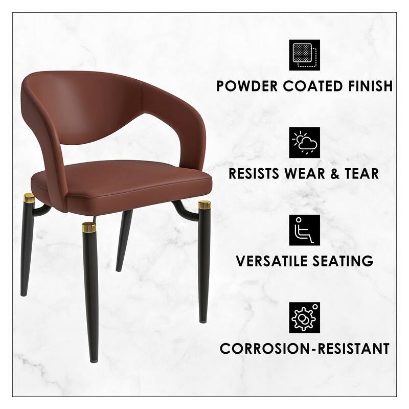 Entice Dining Chairs Upholstered Leather with Iron Legs Modern Accent Arm Chairs