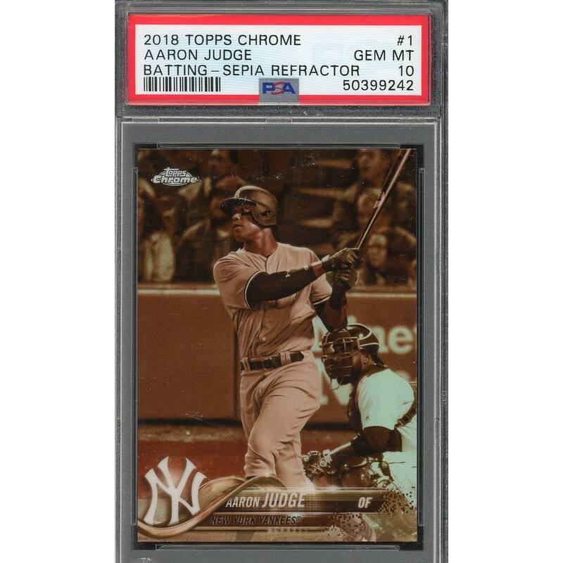Aaron Judge 2018 Topps Chrome Sepia Refractor Baseball Card #1 Graded PSA 10 - 8'6" x 11'6"