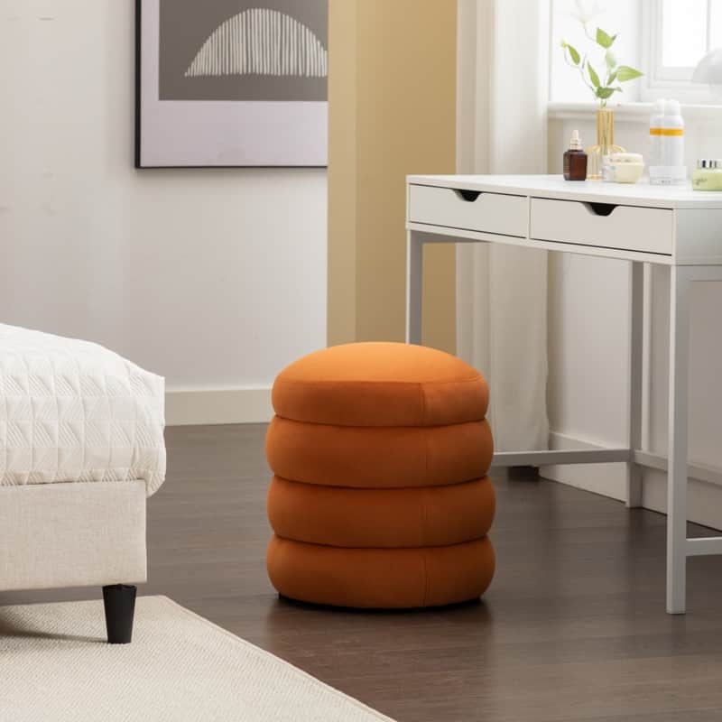 Soft Velvet Round Ottoman Footrest Stool