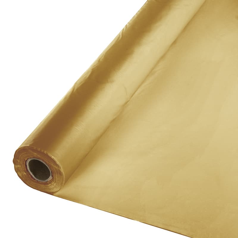 Disposable Banquet Party Table Cloth Roll - 100' - Glittering Gold
