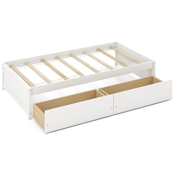 Gymax Twin Size Captain Bed w/ 2 Drawers Slats Support Twin Daybed
