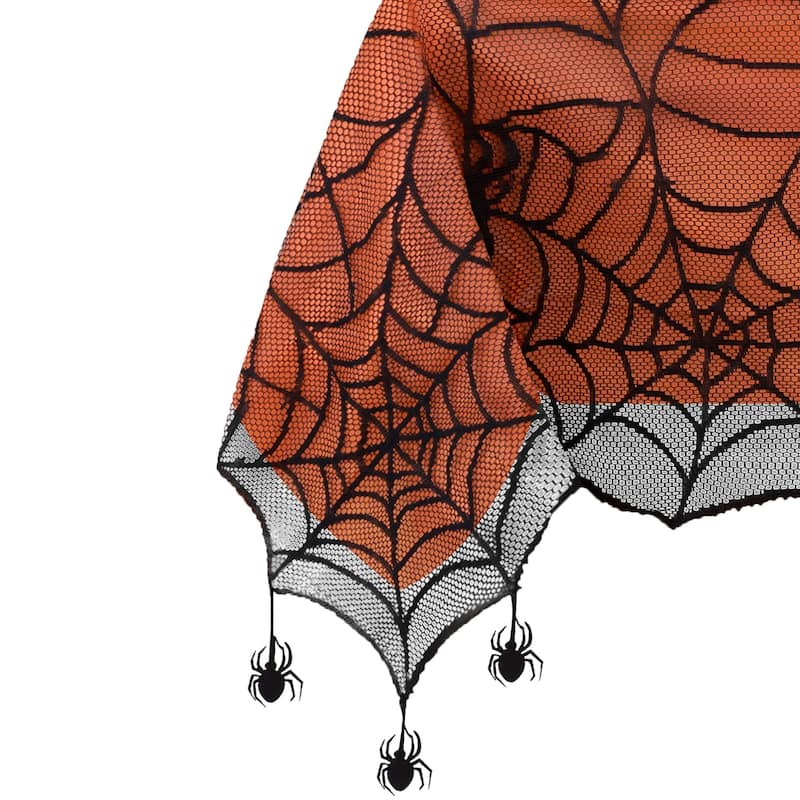 Crawling Halloween Spider Lace Lined Tablecloth
