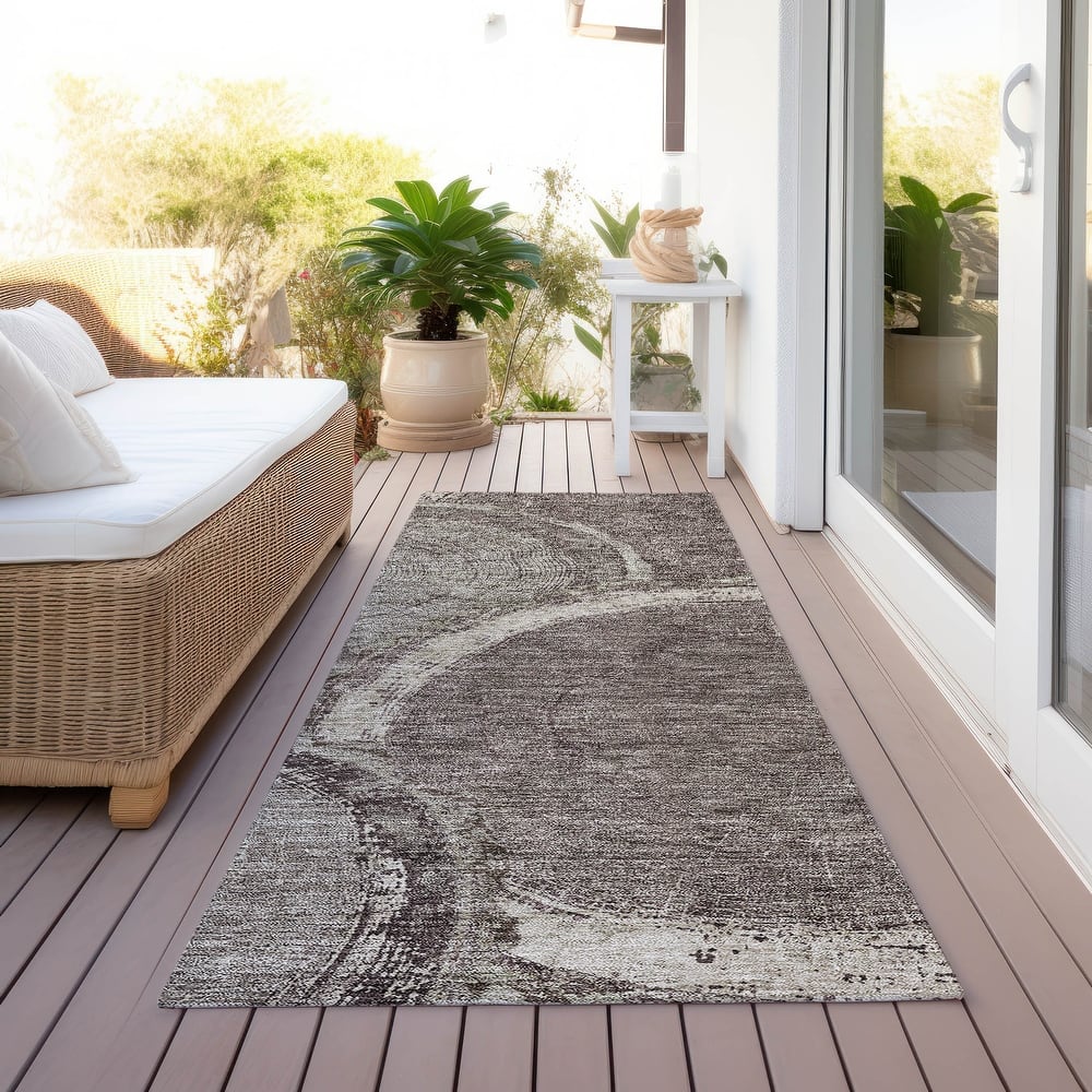 Machine Washable Indoor/ Outdoor Modern Grain Chantille Rug