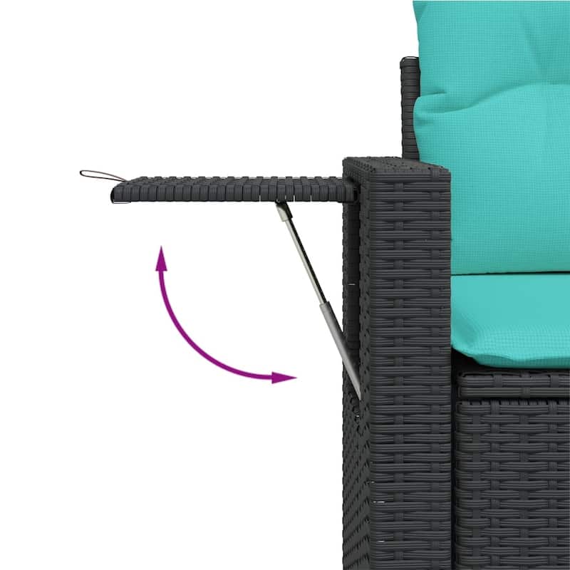 vidaXL Patio Sofa Set with Cushions Outdoor Conversation Furniture Poly Rattan - 24.4 x 24.4 x 27.2