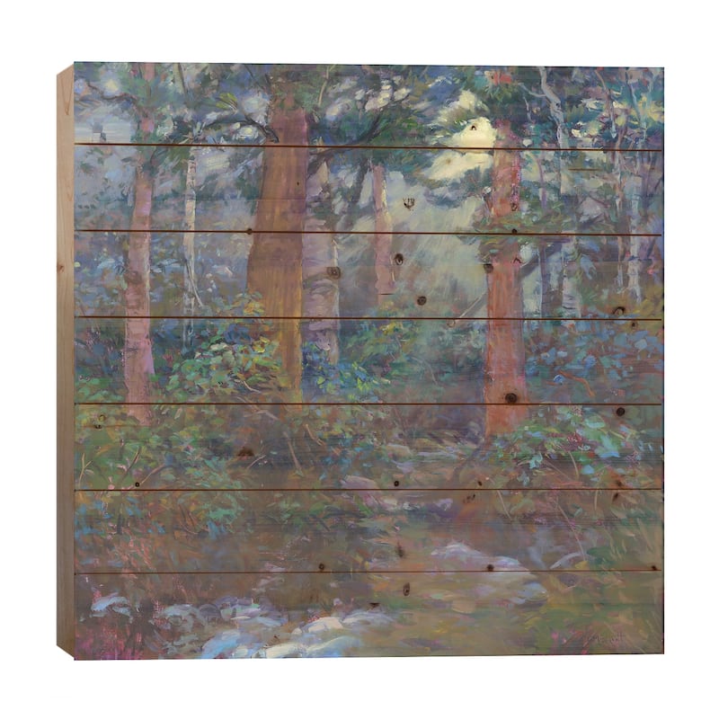 Forest Through The Trees Print On Wood by Catherine M. Elliott - Multi-Color - 26x26x1.5