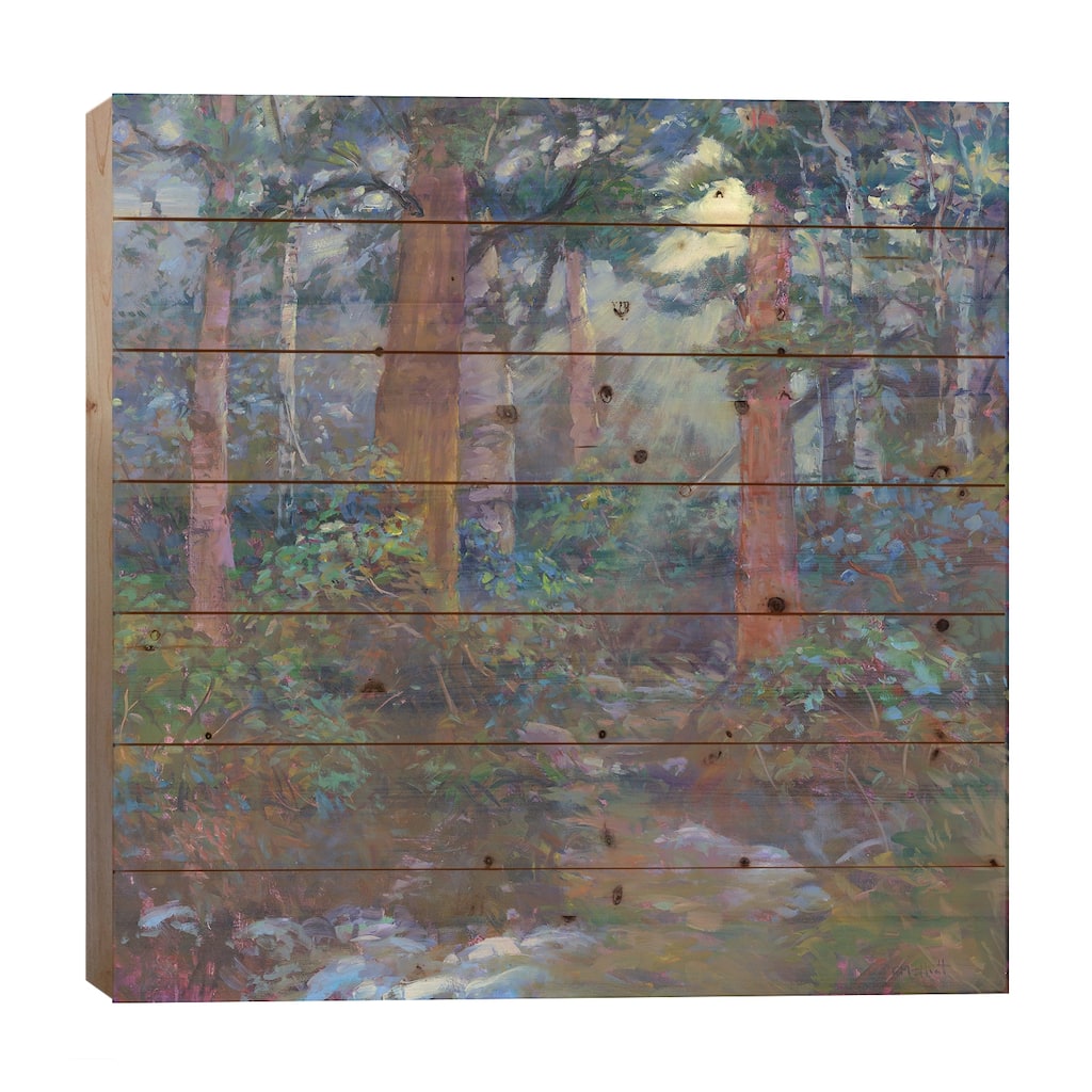 Forest Through The Trees Print On Wood by Catherine M. Elliott - Multi-Color