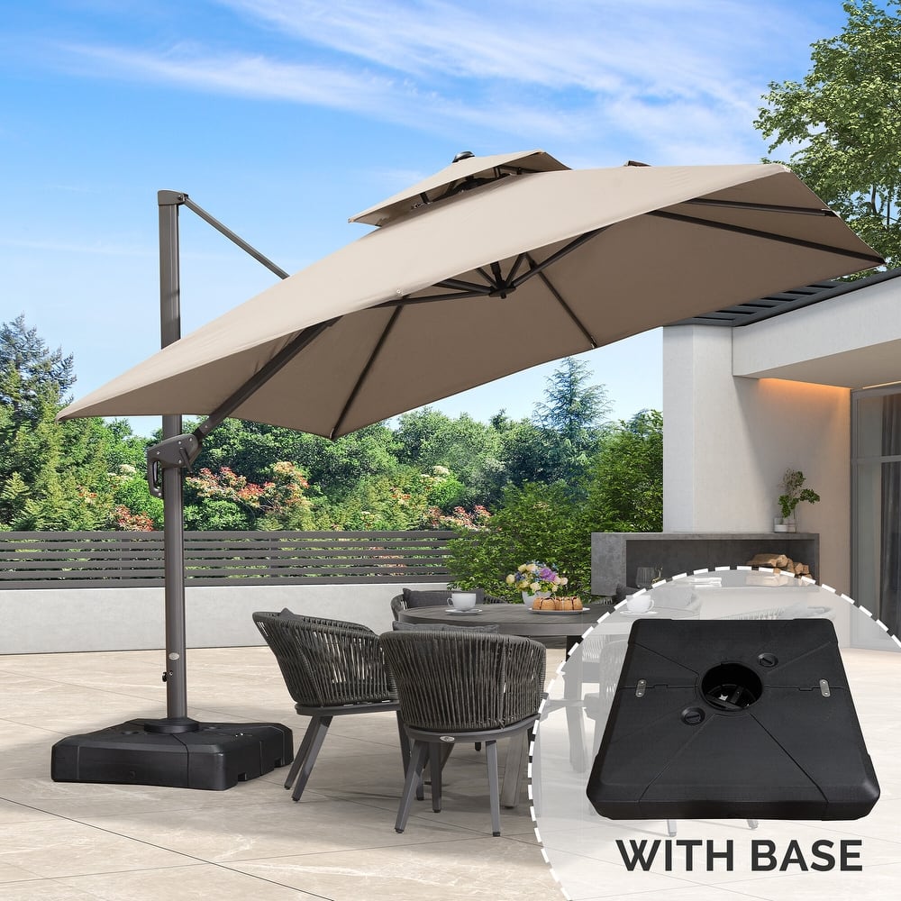 PURPLE LEAF 10ft Double Top Stylish Cantilever Patio Umbrella with Base