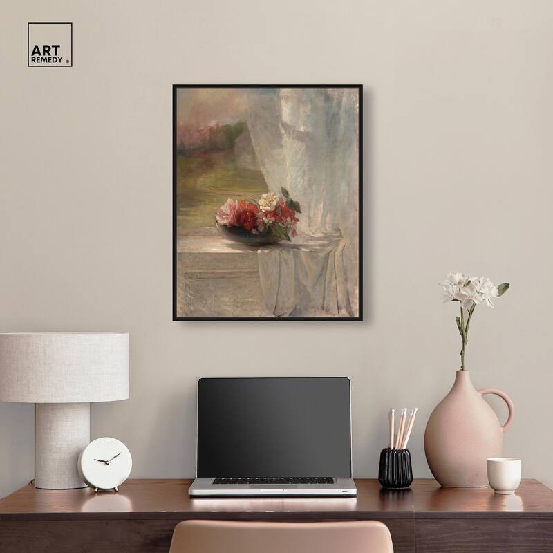 Flowers on a Window Ledge 1861 Canvas by Art Remedy