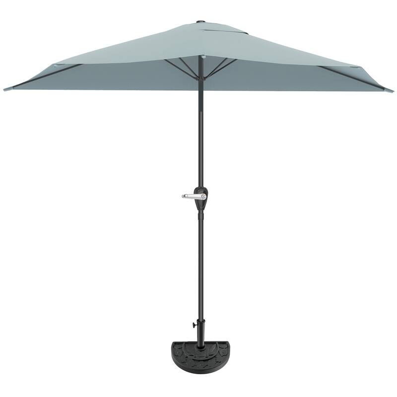 Pure Garden 9ft Half Umbrella with Base - Dusty Green
