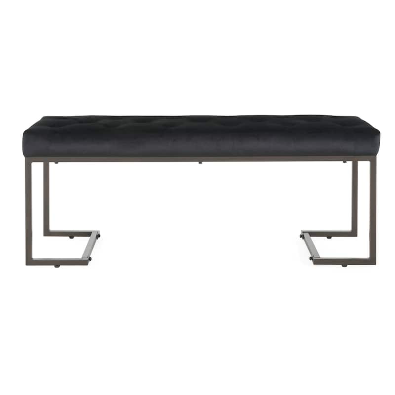 Roomfitters Upholstered Button Tufted Bench with Metal Frame, Entryway or Bedroom Accent Seat
