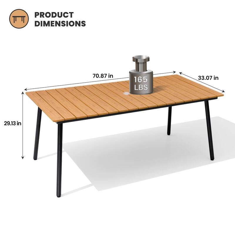 Outdoor Dining Furniture Rectangular Dining Table with Umbrella Hole