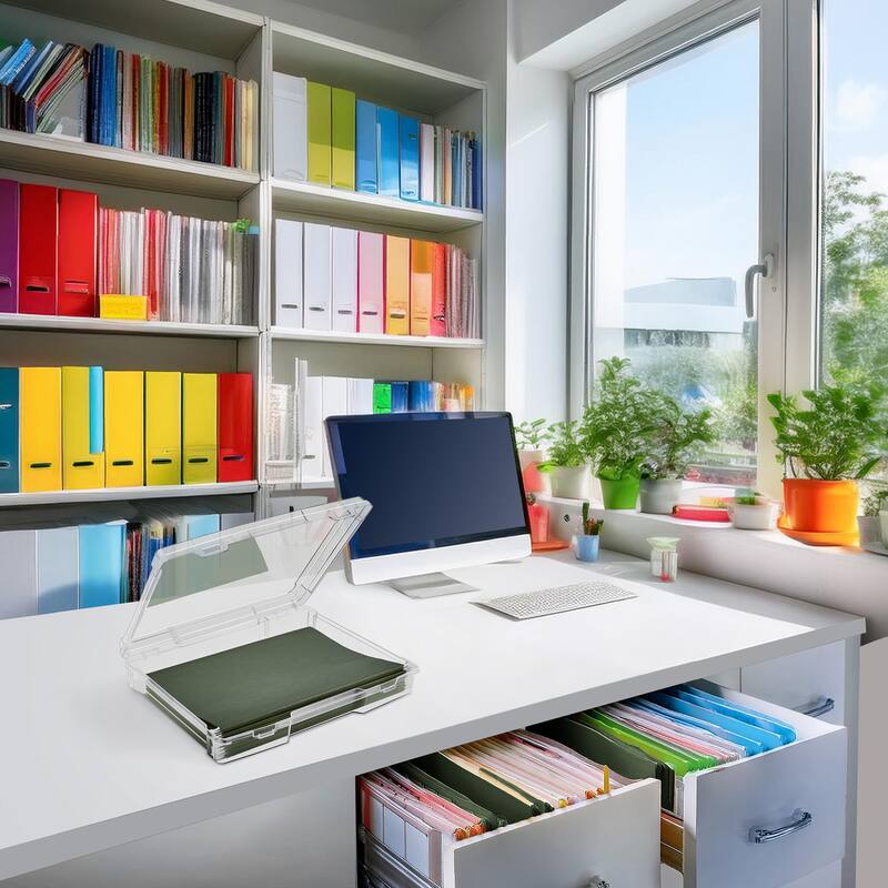 Sorbus Single-Piece Wide Hanging File Organizer Bin, Interior 10"x12" Clear Plastic Stackable for Document Storage