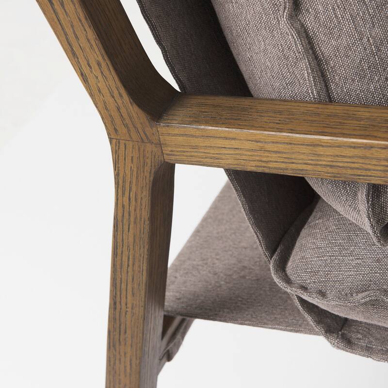 Brayden Light Brown Wood w/ Beige Fabric Seat Accent Chair