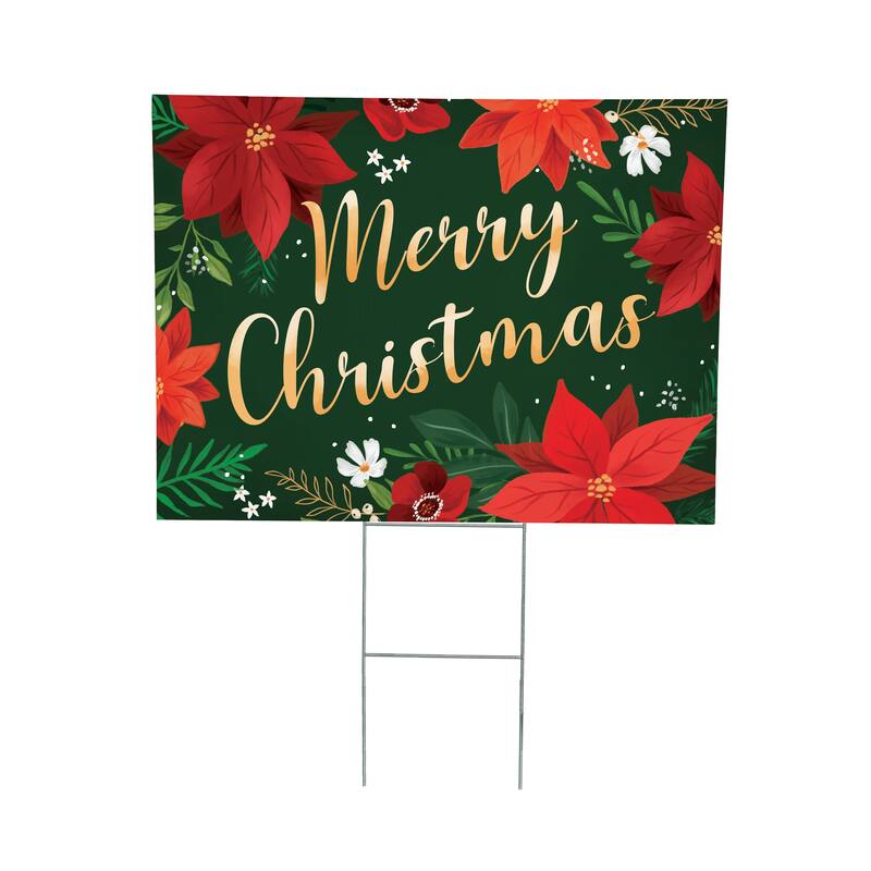 Holiday Yard Sign - "Merry Christmas" - 24" x 18" - Multicolor