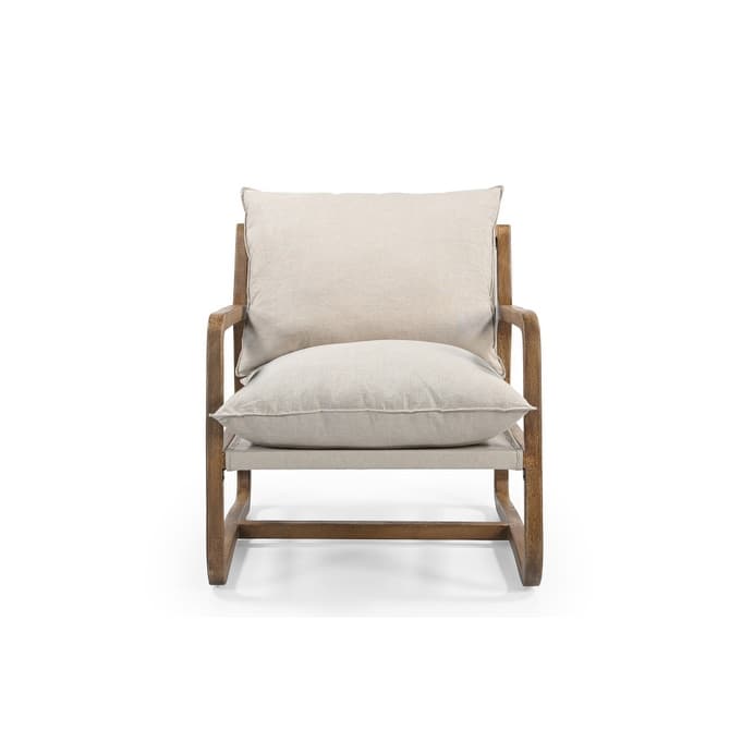 HomeRoots 30" Beige And Natural Linen Arm Chair - 30' X '36.5' X '35.5
