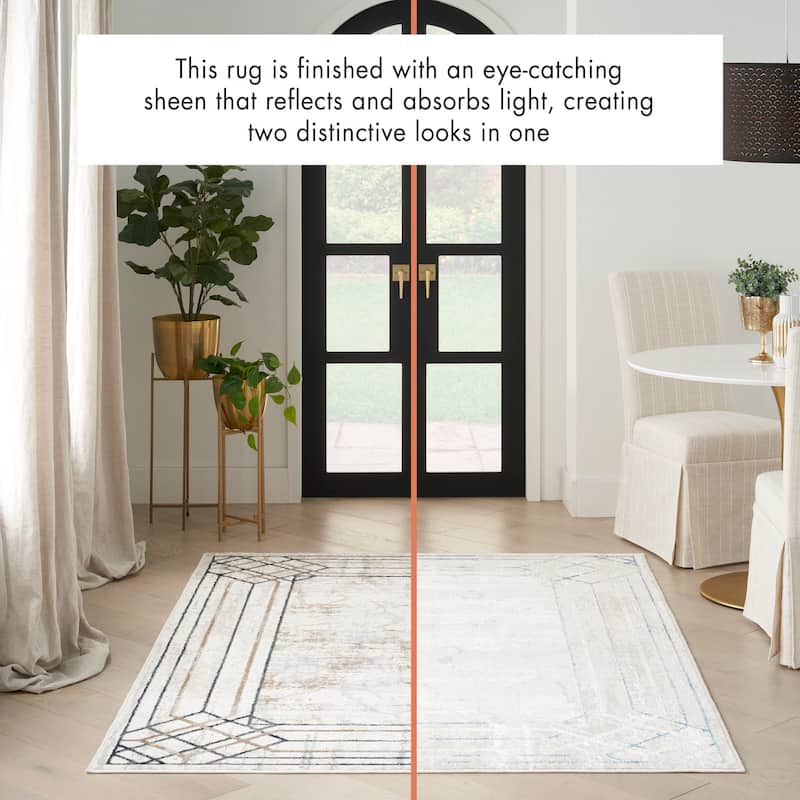 Nourison Glam Indoor Cream/Ivory Geometric Area Rug - 8' x 10' - Ivory/Taupe - Rectangle