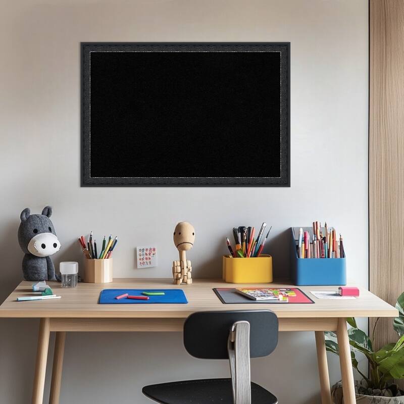 Bethany Black Wood Framed Cork Board - Bulletin Board, Organization Board, Pin Board