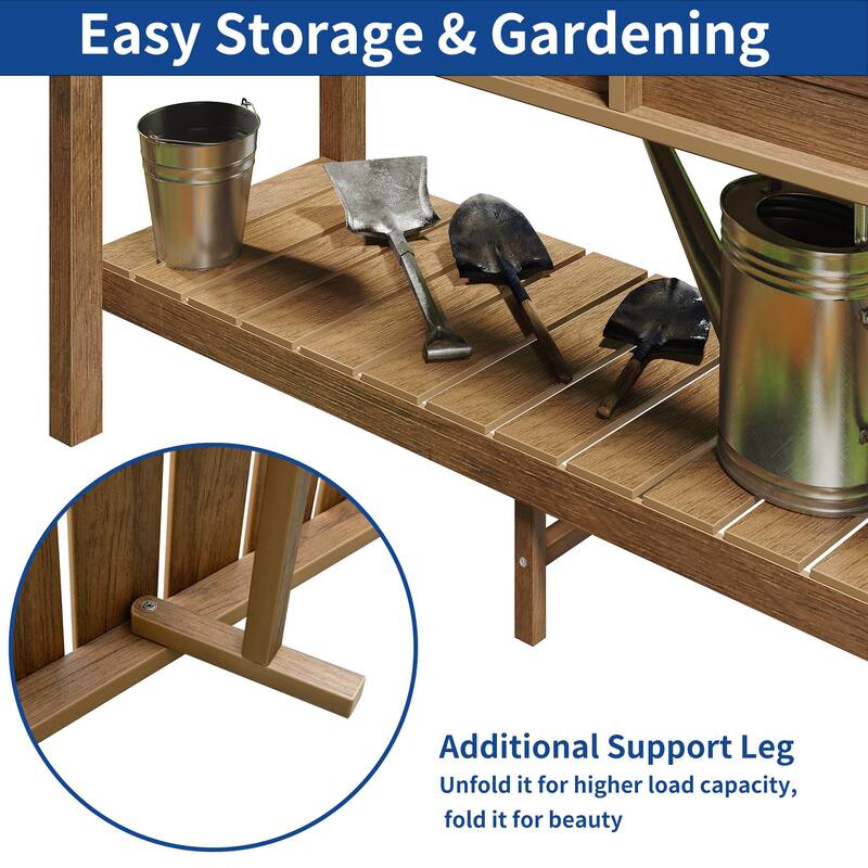 Moasis Poly Wood Raised Garden Bed Planter Box Stand Weather Resistant with Legs and Storage Shelf