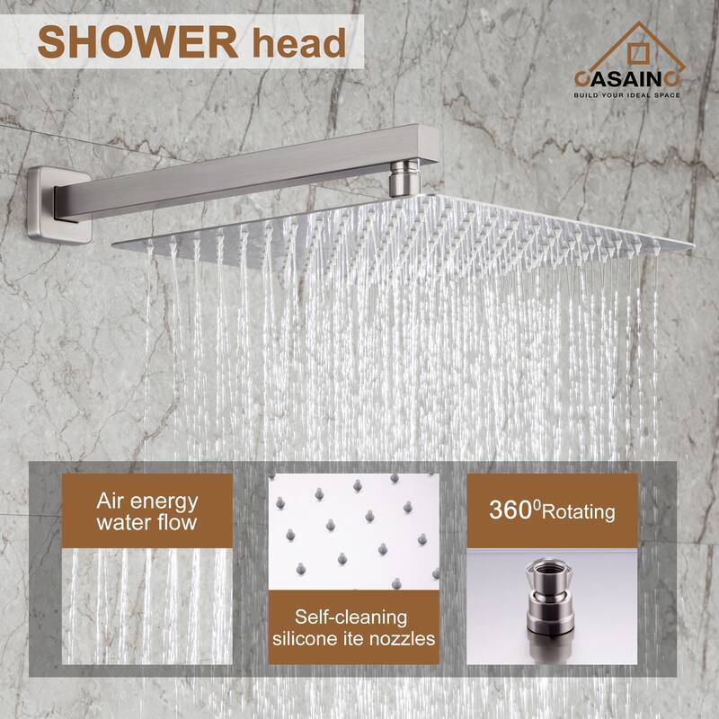 1-Handle 3-Spray Pattern 10 in. Wall Mount Shower Set Shower Head, Tub and Shower Faucet - 10 inch