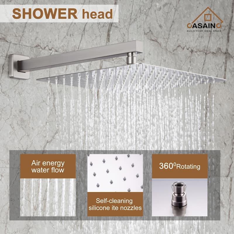 1-Handle 3-Spray Pattern 12 in. Wall Mount Shower Set Shower Head, Tub and Shower Faucet - 12 inch