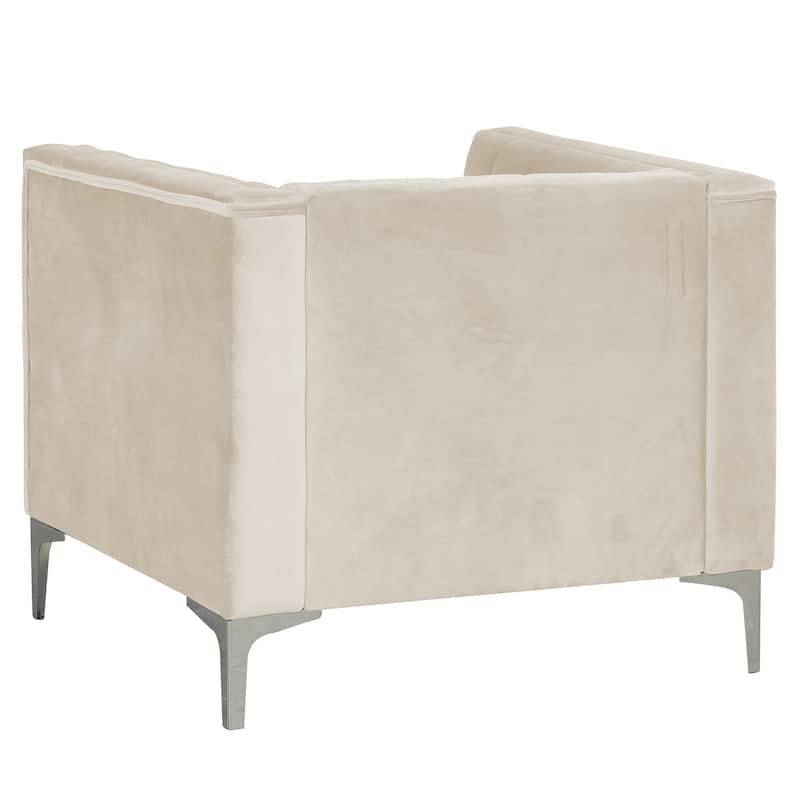 Morden Fort Modern 2 Pieces of Chair and Loveseat Set with Dutch Velvet Grey, Iron Legs