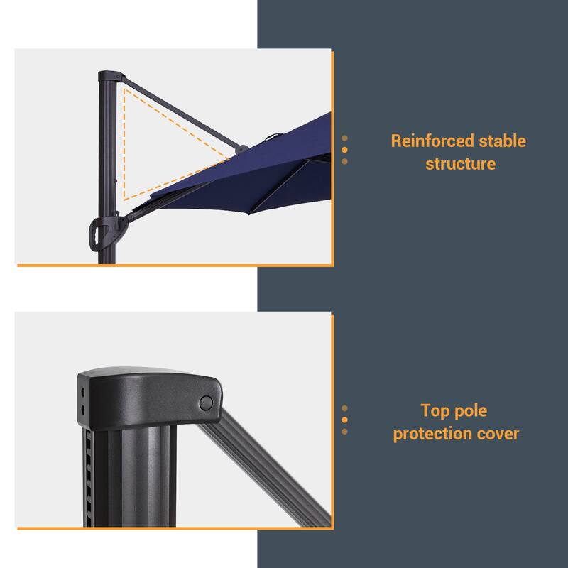 BONOSUKI 11-ft 360-degree Rotating Cantilever Patio Umbrella with Base