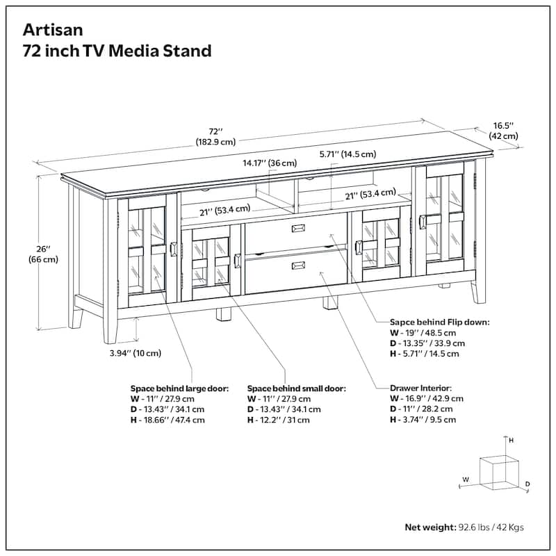 WYNDENHALL Stratford SOLID WOOD 72" Wide TV Media Stand For TVs up to 80"