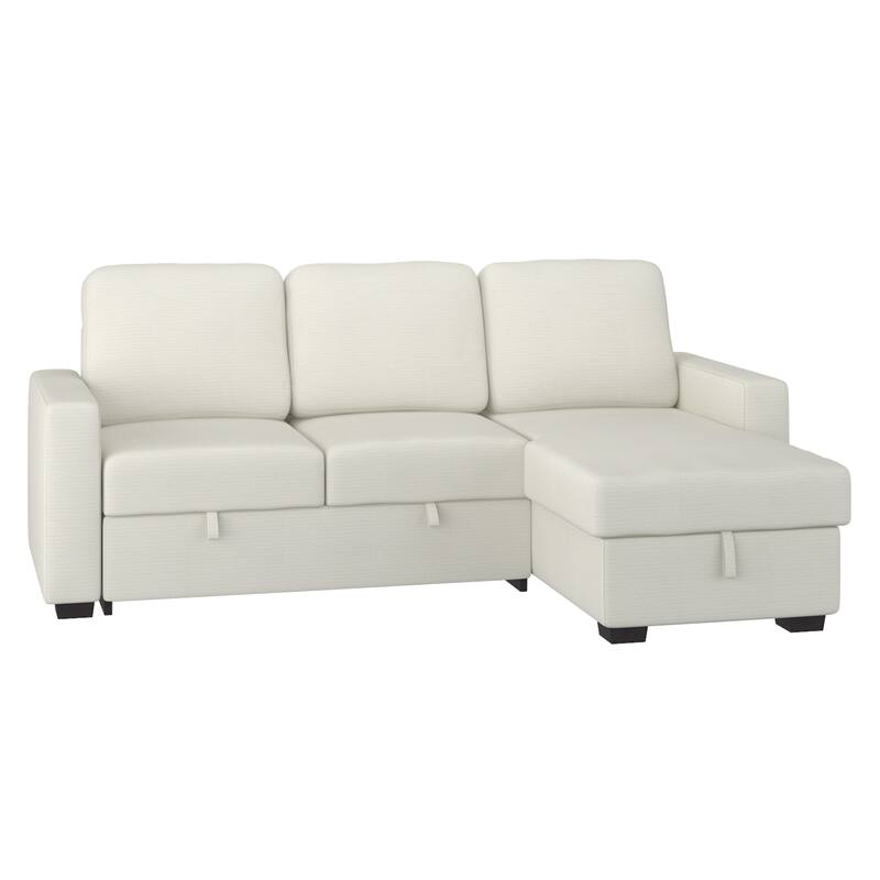 Modern Fabric 93.25" Sofa w/Bed & Storage - Beige