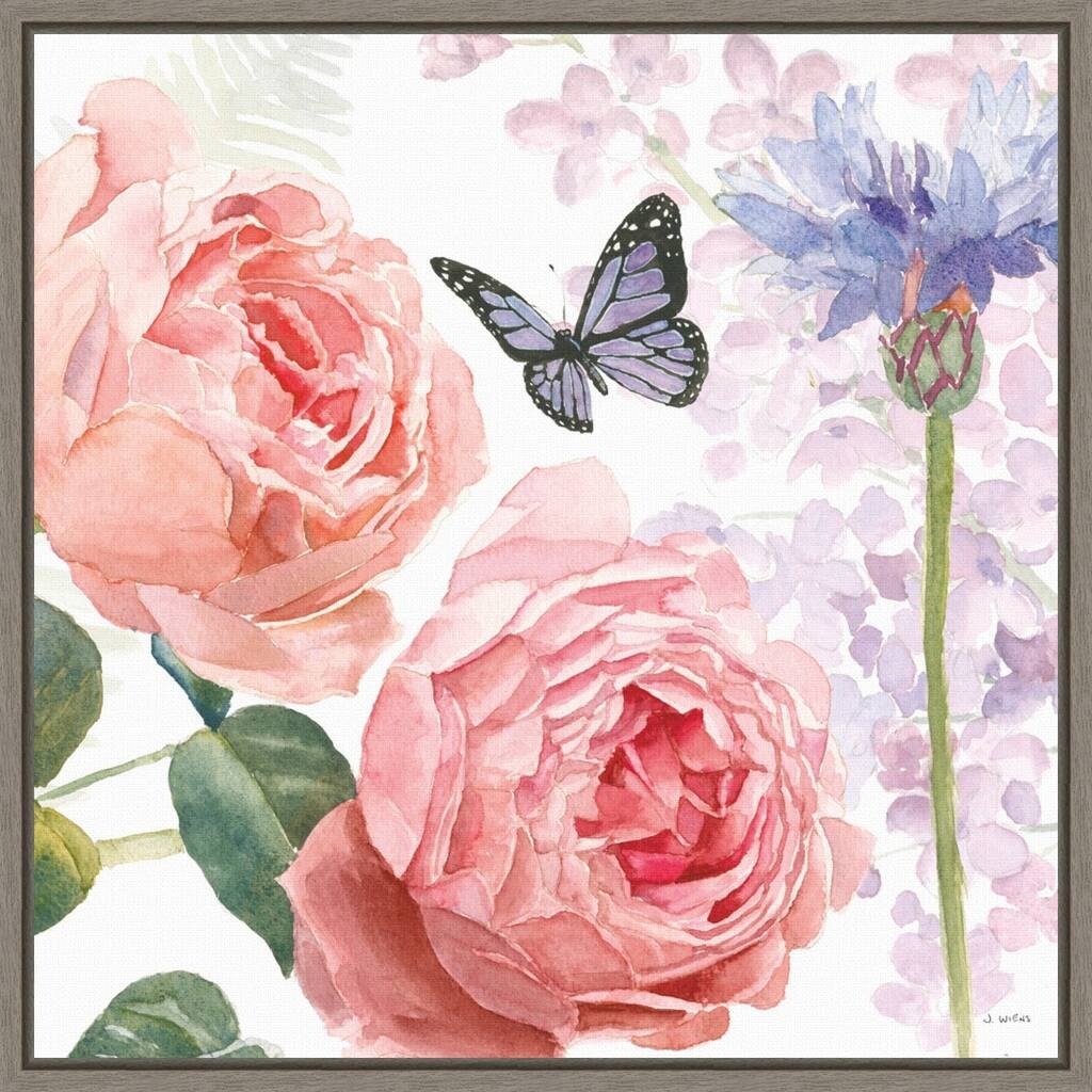 Boho Bouquet II (Butterfly Floral) by James Wiens Framed Canvas Art