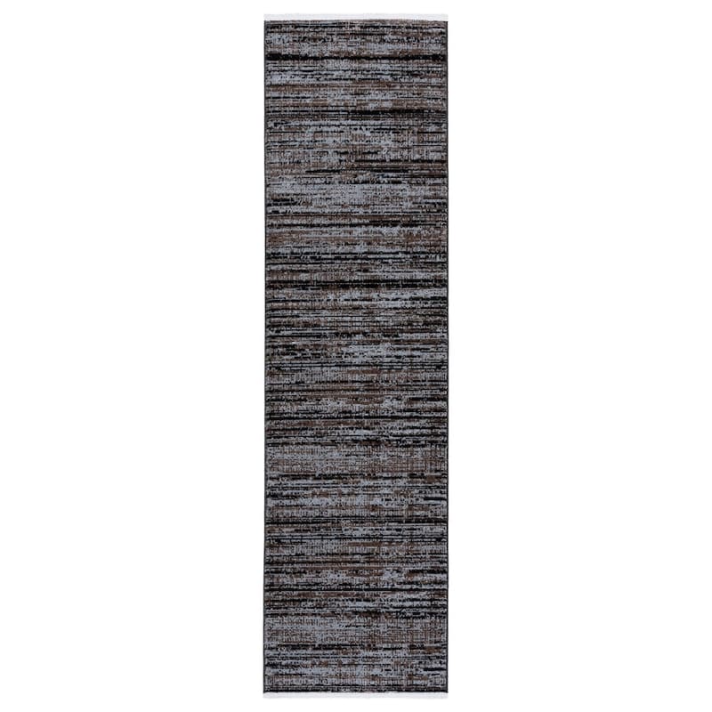 SAFAVIEH Mila Kerly Modern & Contemporary Rug - 2'2" x 8' Runner - Brown/Ivory Black