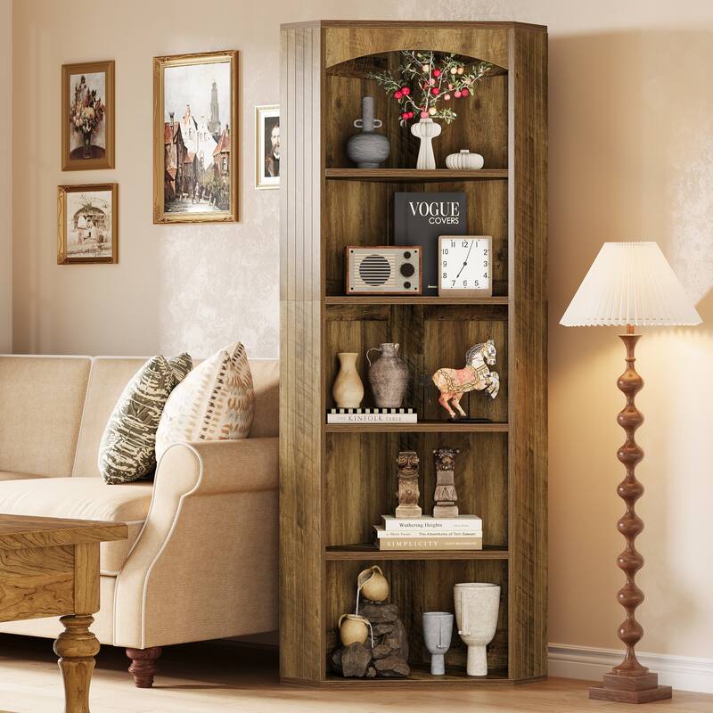Corner Storage Cabinet, Corner Shelf Bookshelf Bookcase Display Rack, Living Room Bedroom Kitchen Home Office