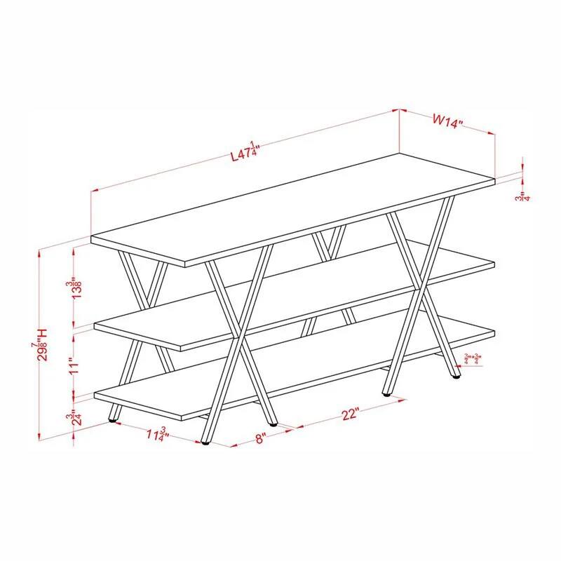 Kent Contemporary Oak Steel 2-Shelf Console Table by Furniture of America