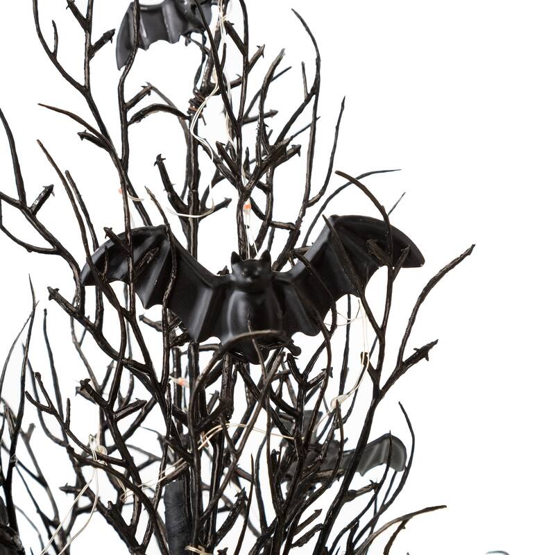 Glitzhome 20"H Halloween Lighted Bats Table Tree Decor - Black
