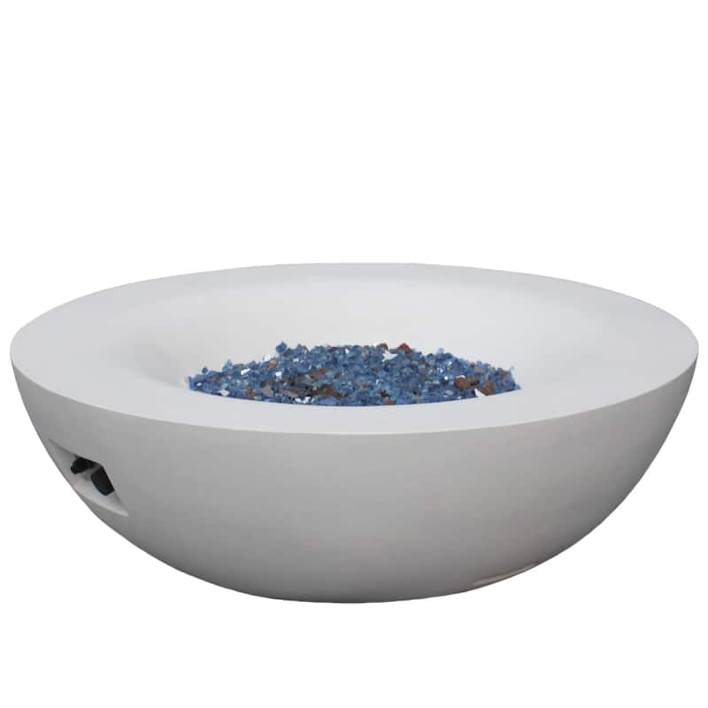 42 Inch Outdoor Concrete Propane Gas Fire Pit Bowl in Antique White Color