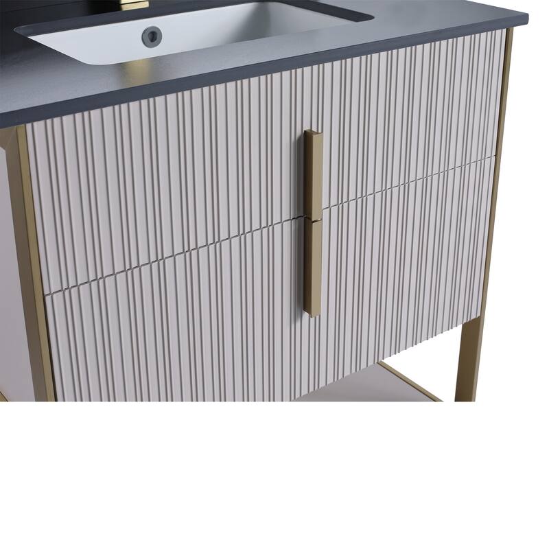 Fine Fixtures Serenity Modern Bathroom Vanity with Black Sintered Stone Top
