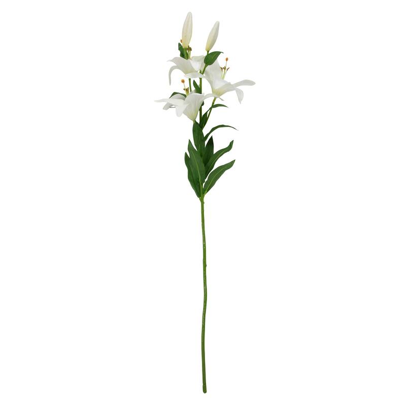 28" White Easter Lily Artificial Silk Floral Spray