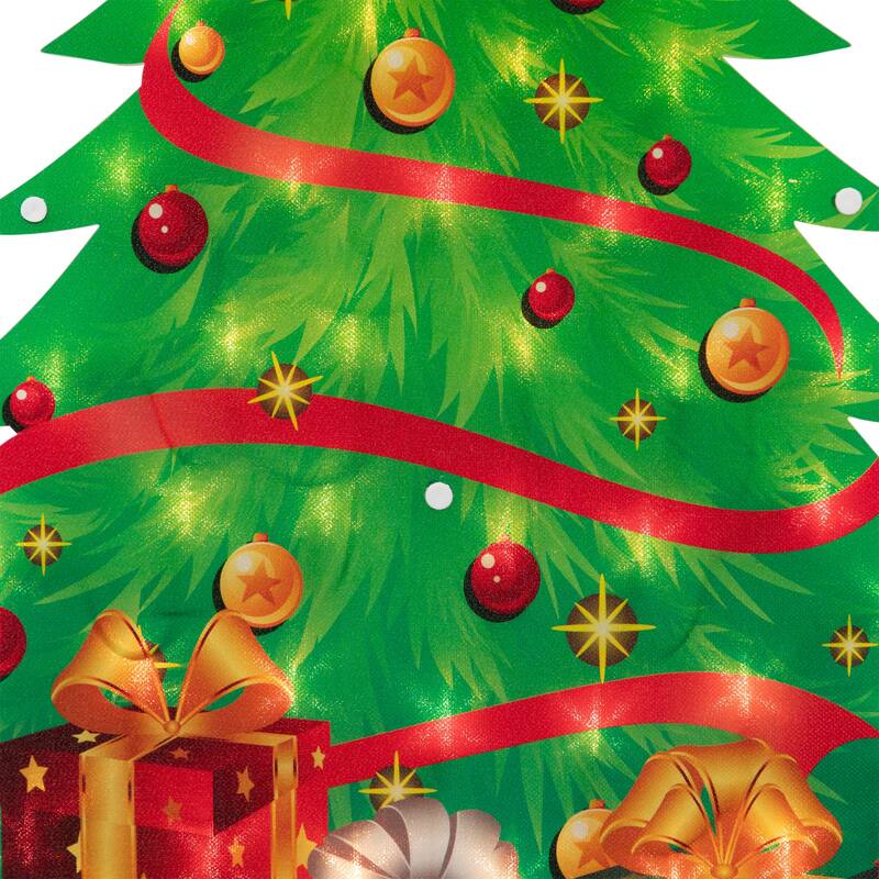 22.5" Lighted Christmas Tree with Presents Window Silhouette