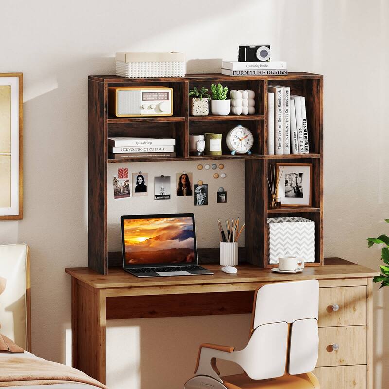 Costway Desktop Bookshelf Desk Storage Hutch with 7 Open Cubbies & 3 - See Details