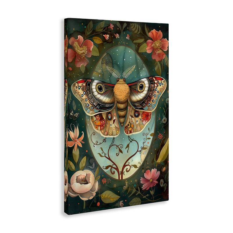 Stupell Ornate Botanicals & Moth Canvas Wall Art Design By The Dutch Lady