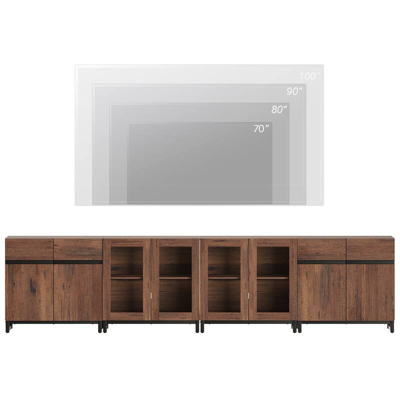 Modern Dresser with Adjustable Shelves, 4 in 1 Chest with Glass Doors, Closet Organizers and Storage Cabinet for Bedroom