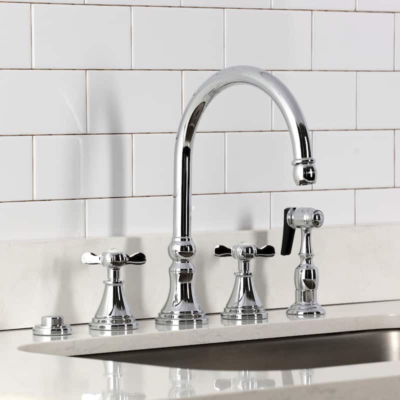 Kingston Brass Essex Double-Handle Wall-Mount Pre-Rinse Bridge Kitchen Faucet