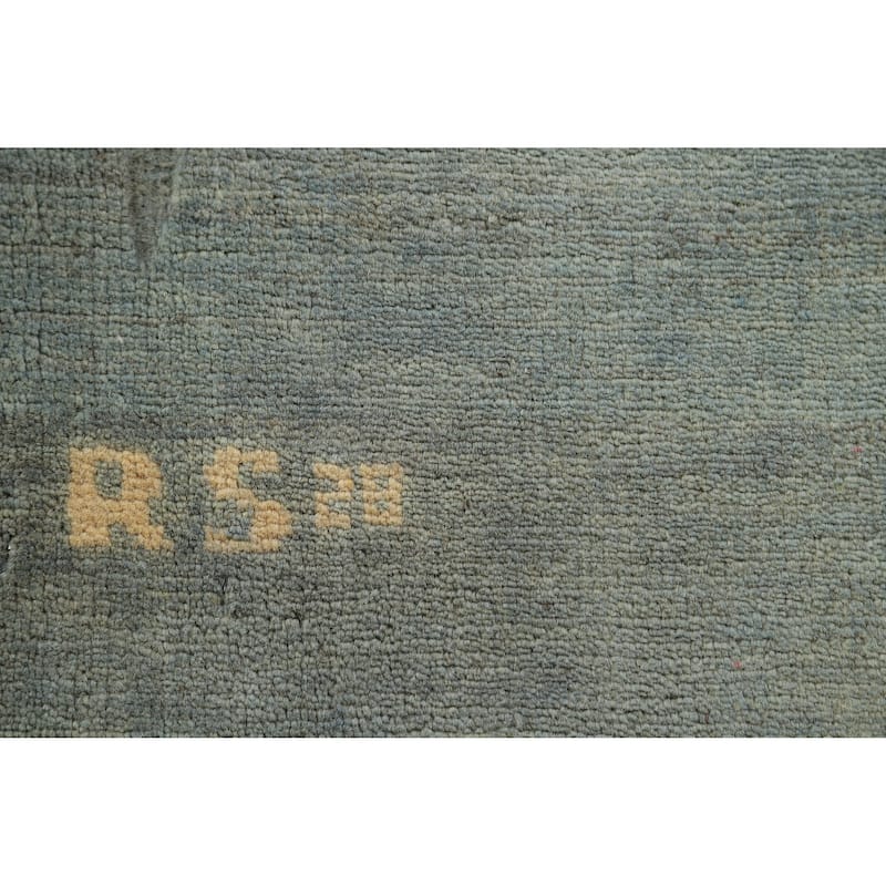 Blue Green Gabbeh Accent Modern Rug Handmade Wool Carpet - 3'11" x 4'7"