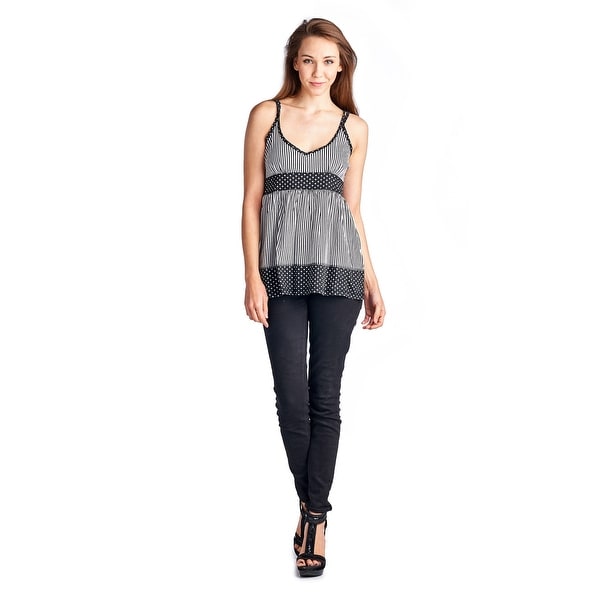 Women's Striped Dot V-Neck Tank
